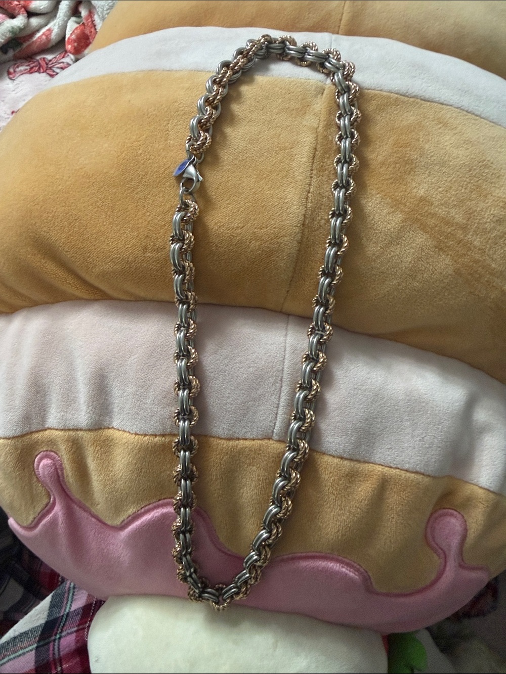 Two-Tone Rope Chain Necklace - Gold & Silver - Picture 2 of 3